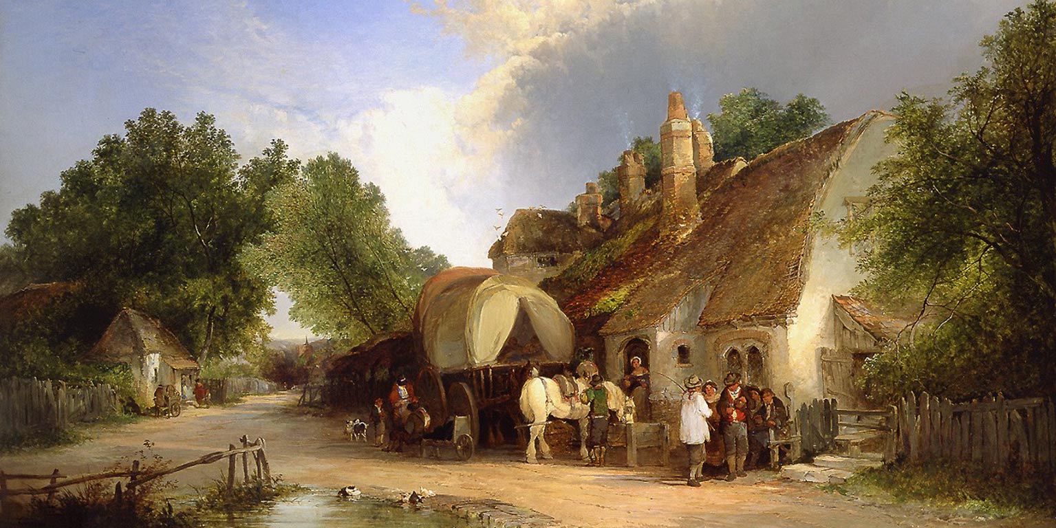 Painting by Edward Charles Williams (1807-1881) - The Old Roadside Inn
